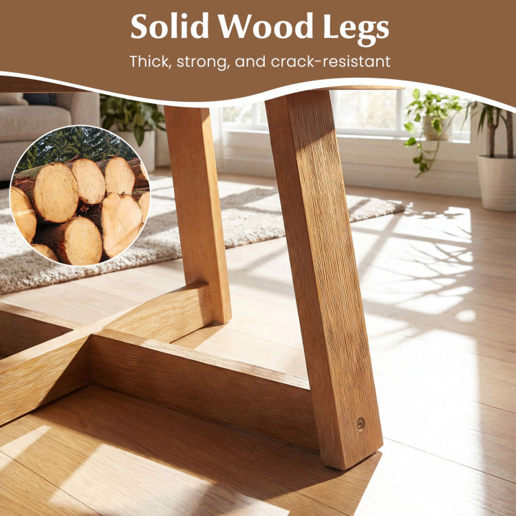 Hivvago Round Coffee Table For Living Room 30 Inch Farmhouse Accent Table With Study Rubber Wood Legs