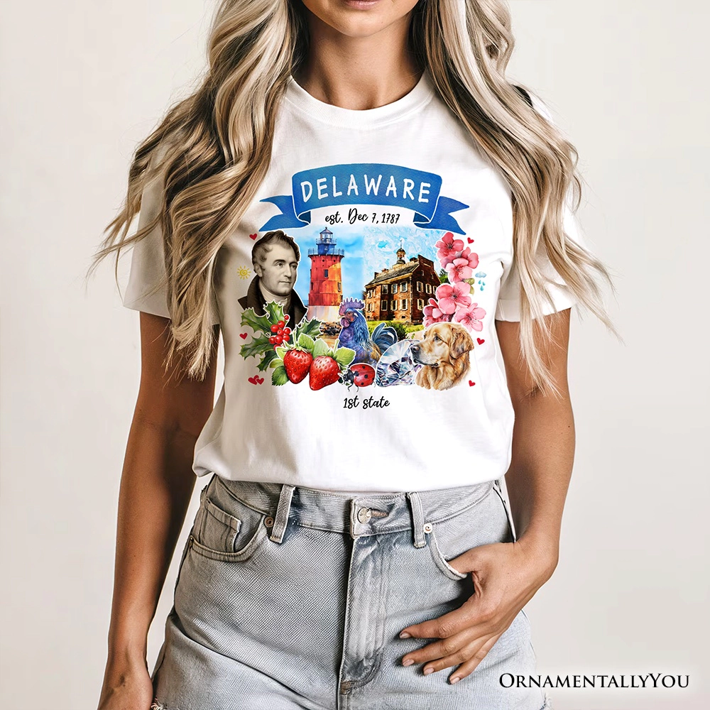 OrnamentallyYou Unisex Artistic Delaware State Themes And Landmarks T-Shirt