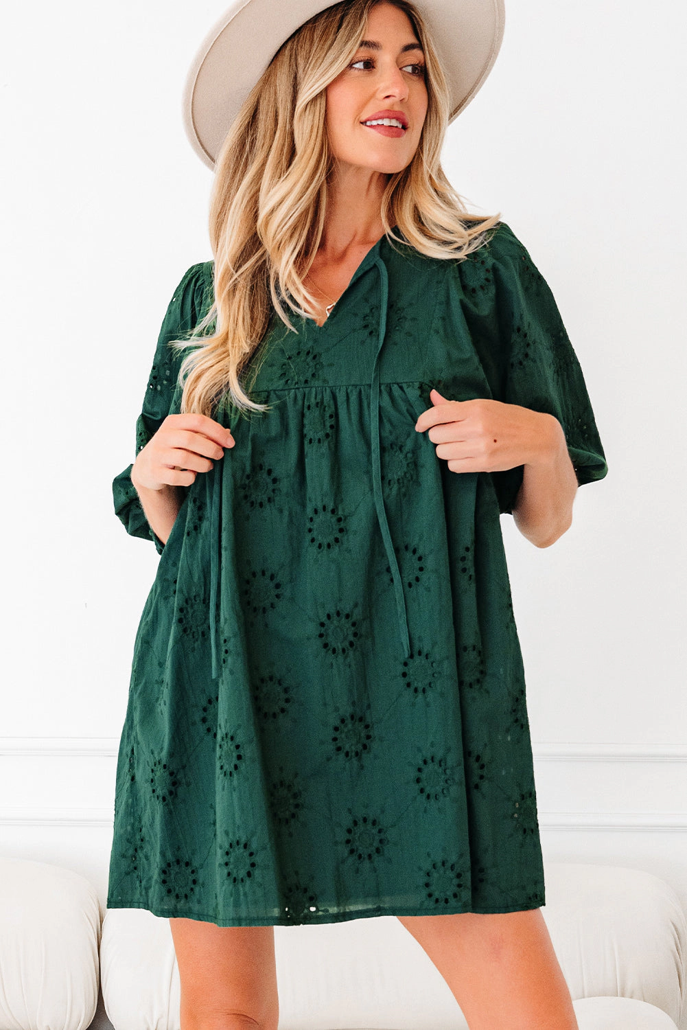Threaded Pear Women's Beth Sleeve Swing Mini Dress