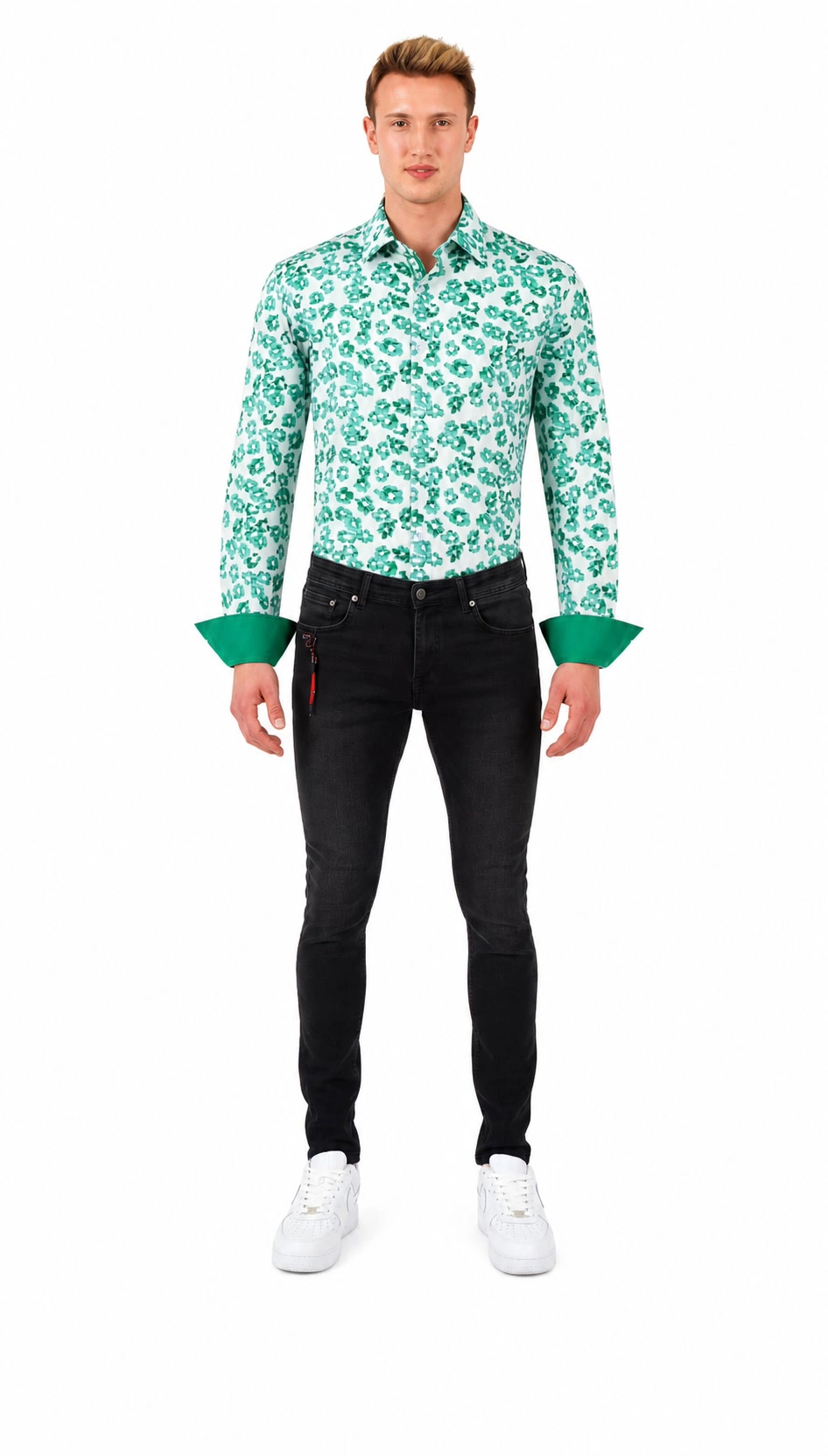 Elie Balleh Slim Fit Mens Floral Sport Button-Down Shirt
