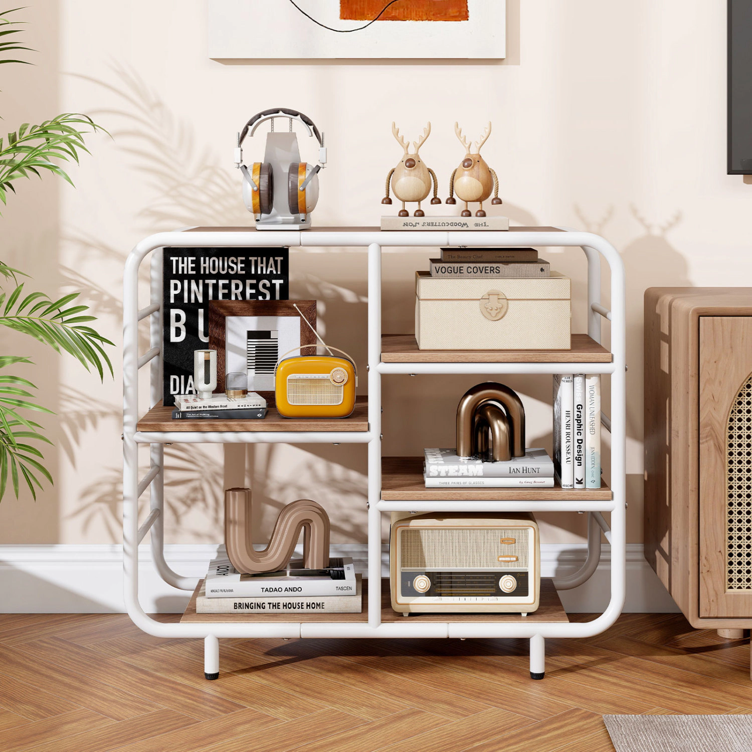 LJG 5-Tier Storage Organizer Open Book Shelf with Metal Frame