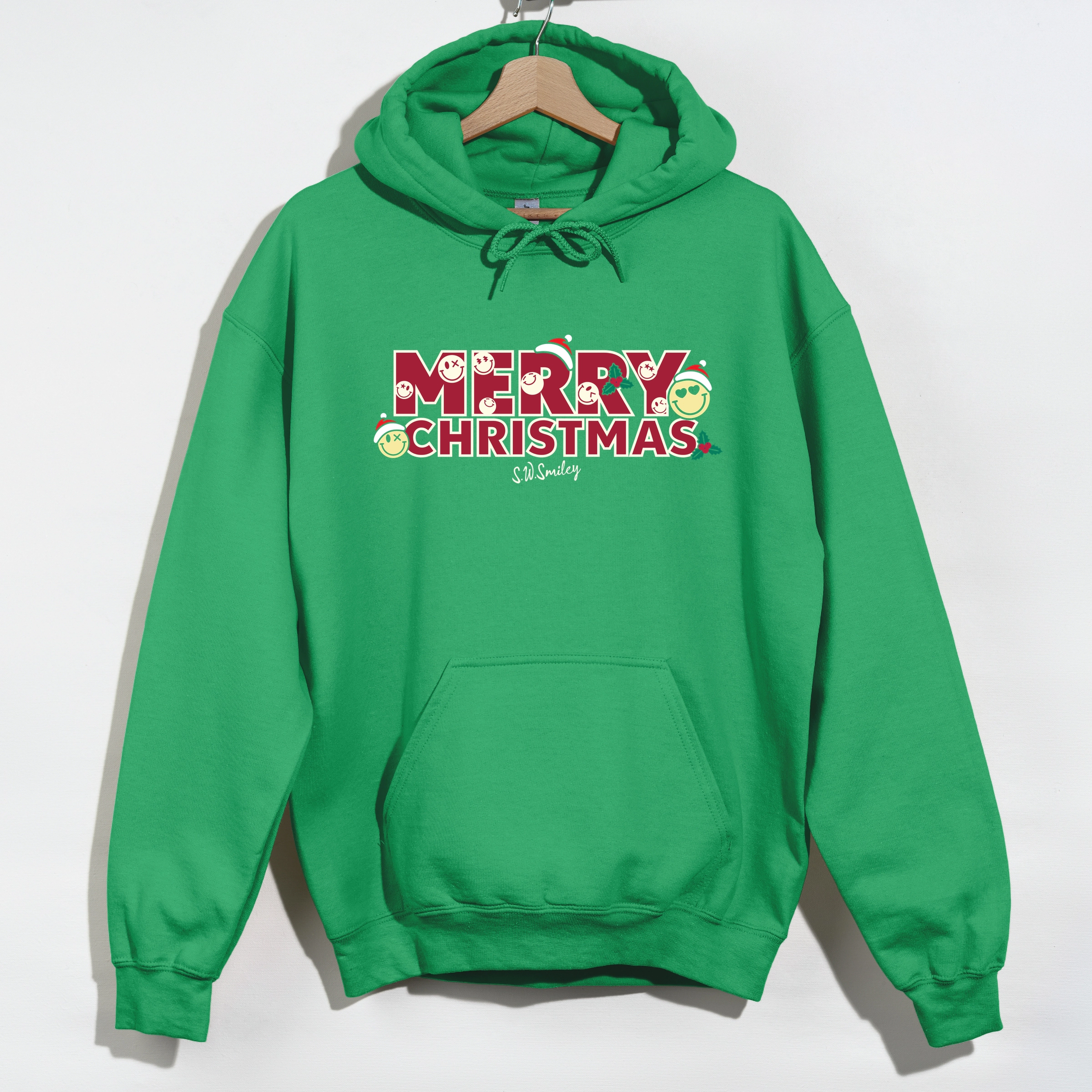 Simply Sage Market - Women's Graphic Hoodie S.W.Smiley Merry Christmas Stacked