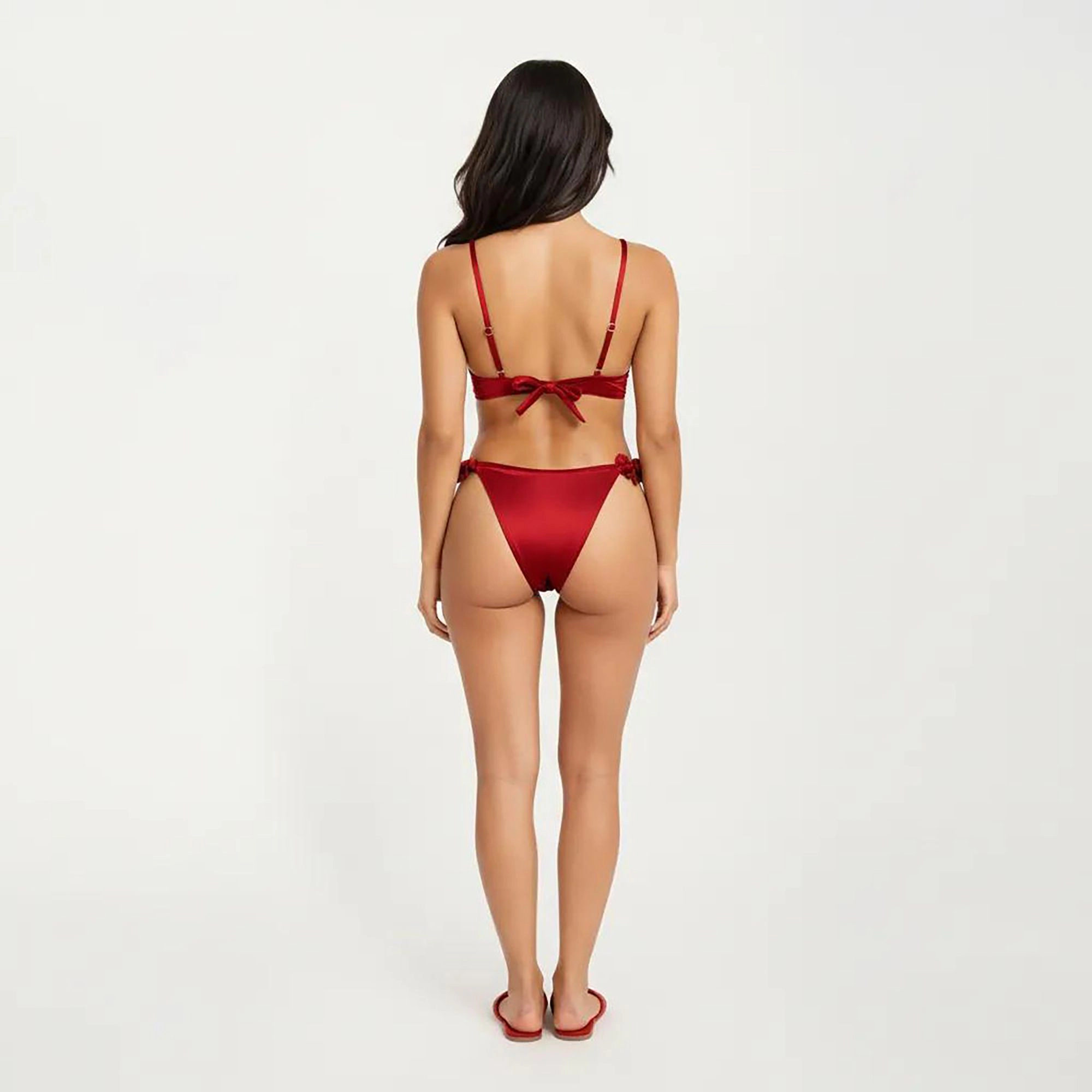 Anna-Kaci Women’s 2-Piece Underwire Bikini with Ruffle Neckline, High-Waist Shirred Bottoms