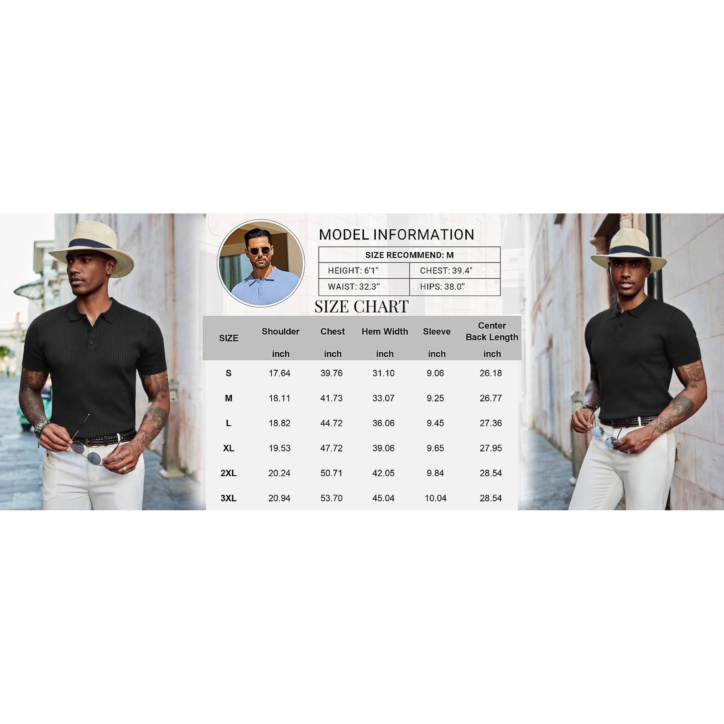 COOFANDY Men's Regular Fit Ribbed Knit Short Sleeve Polo Shirt
