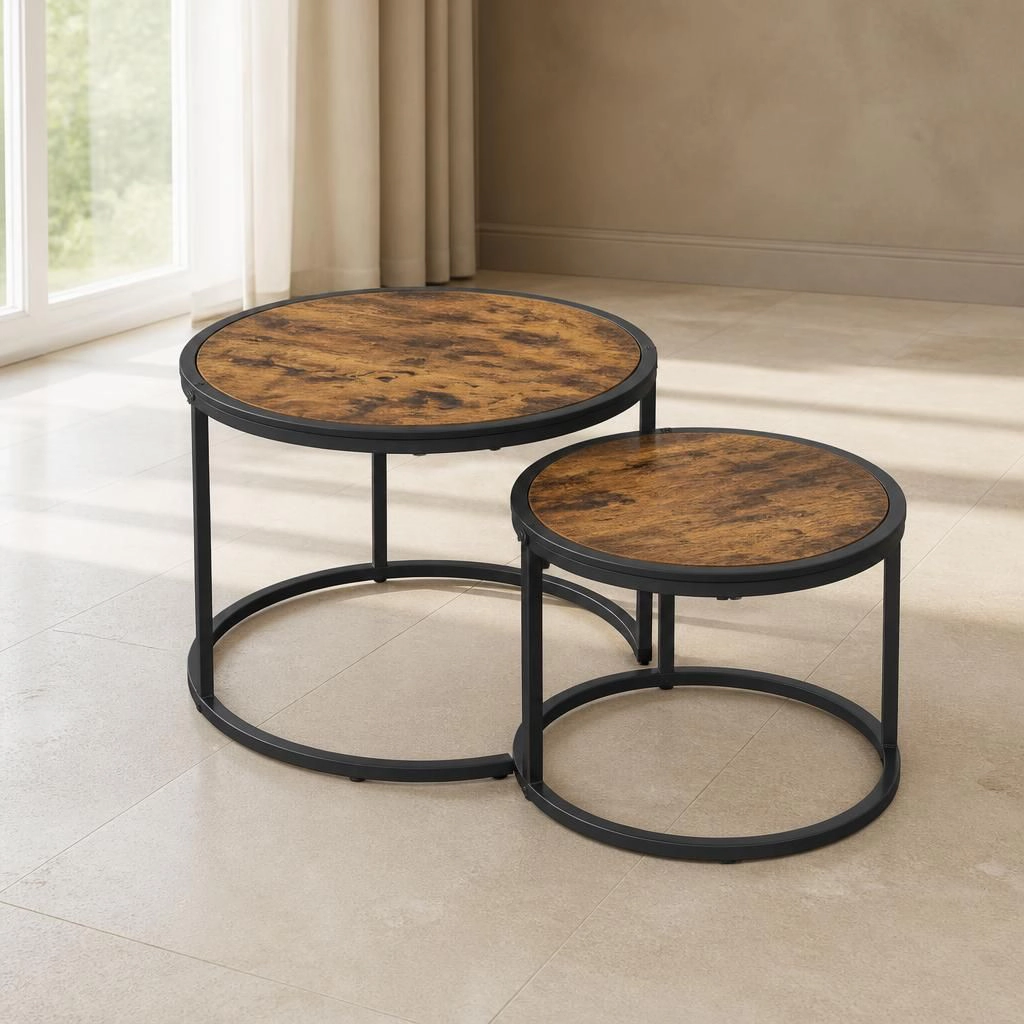 GOODSILO Functional Multi-Use Wood and Metal Flat Accent Table