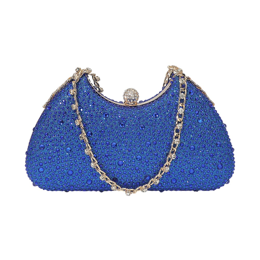 FASHNZFAB Crystal Embellished Evening Clutch Bag