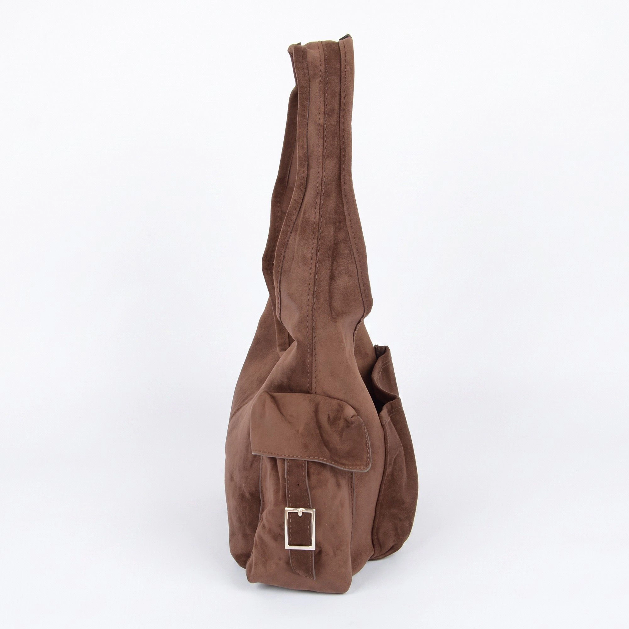 Alilang Women's Slouchy Suede Look Hobo Shoulder Bag with Front and Side Pockets 10.6x5x5in