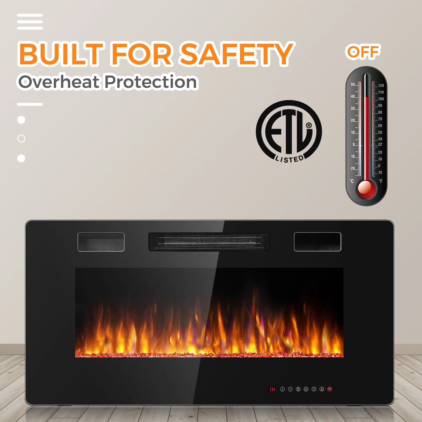 SlickBlue Wall Mounted Electric Fireplace with Adjustable Flames