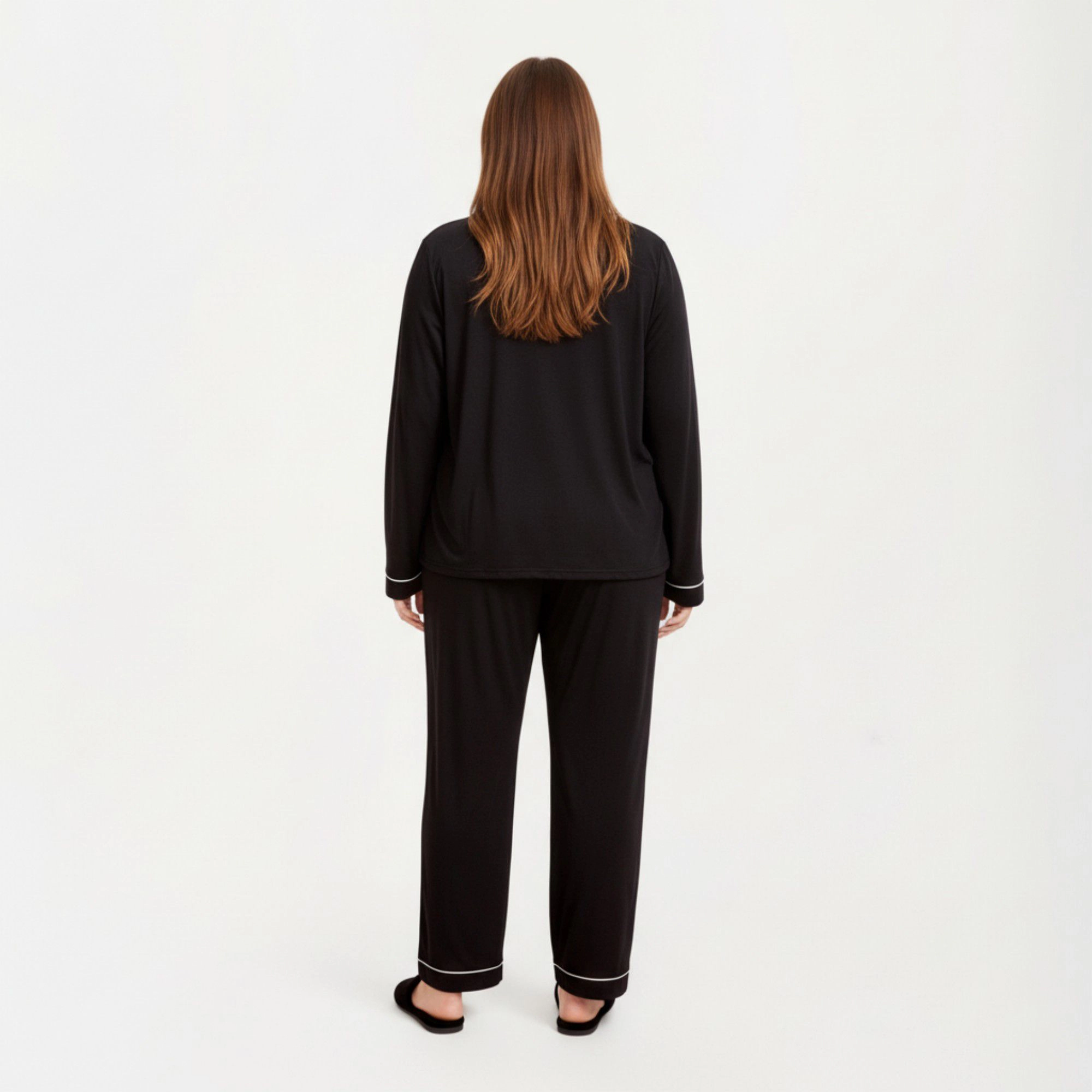 Anna-Kaci Women's 2-Piece Long Sleeve Button Front Pajama Top and Matching Relaxed Pants with Clean Piped Edging