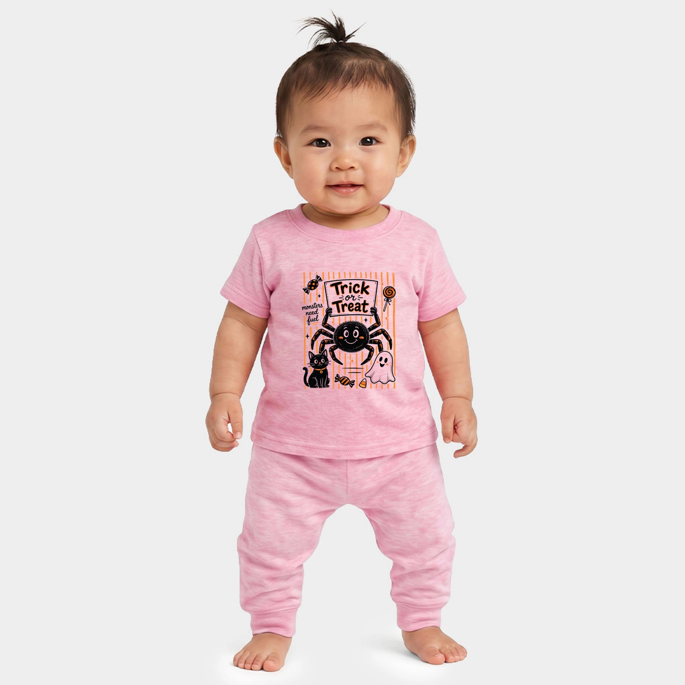 The Juniper Shop - Infant Jogger Pant Crew Set Trick or Treat Spider Stripes