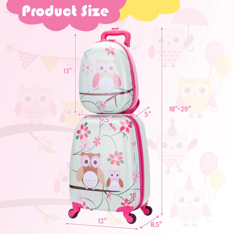 Hivvago 2 Pieces 12 Inch 16 Inch Green ABS Kids Suitcase