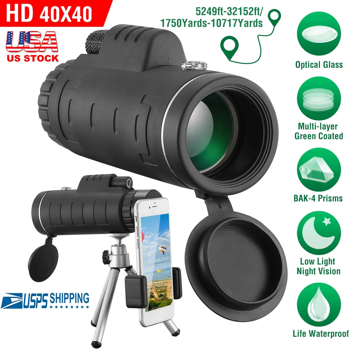 IMounTEK Unisex 40x Optical Monocular Telescope