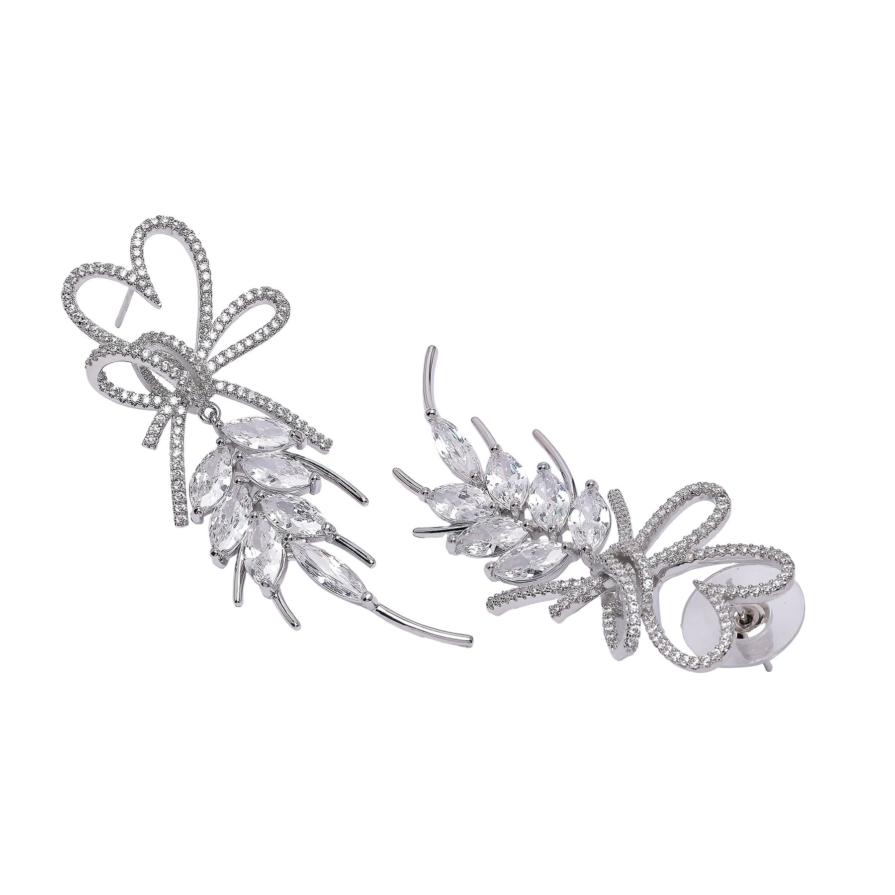 AGP PARIS Womens Diva Heart Shaped Leaf Drop Earrings