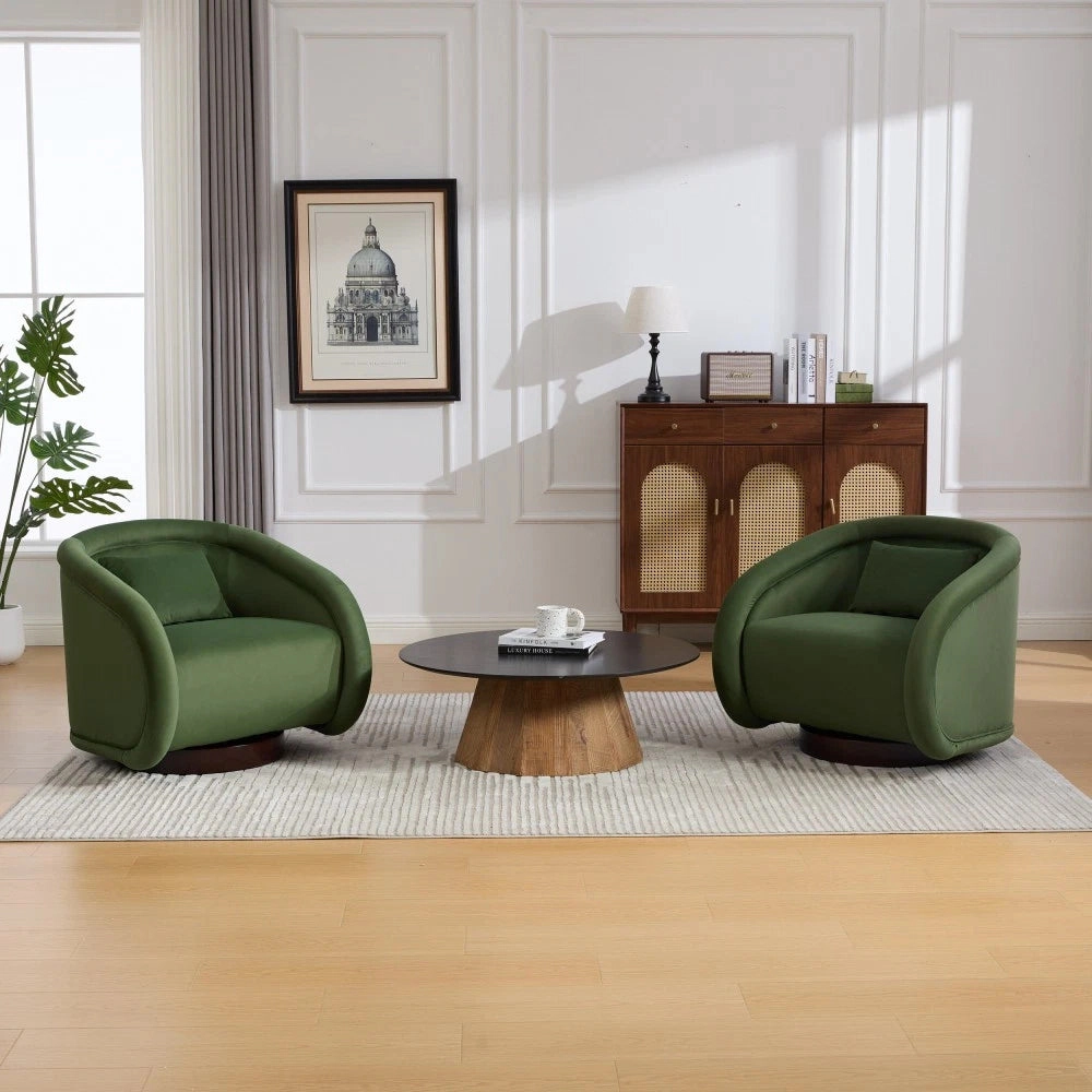 Envelor Luxury Boucle Velvet 360° Swivel Barrel Accent Chair