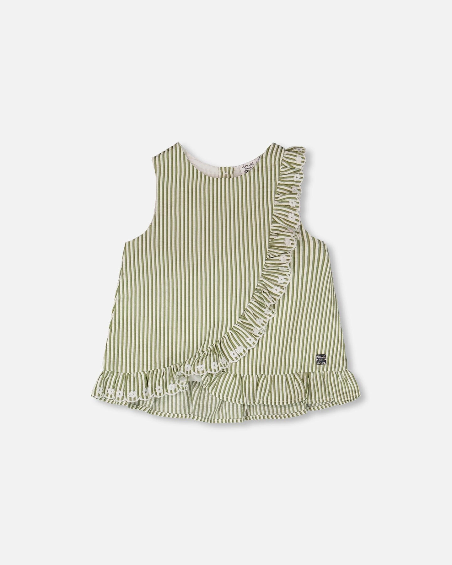 Deux par Girls Top and Stripes with Embroidered Ruffle