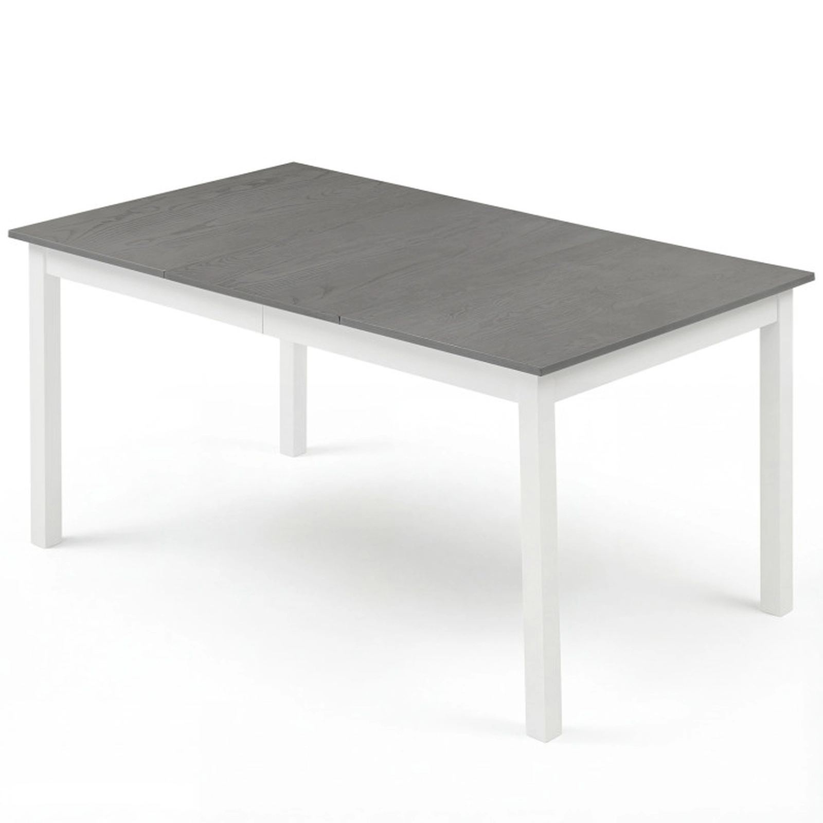 SUGIFT 60-in Gray Rectangular Wood Dining Table for 6 with White Rubber Wood Legs