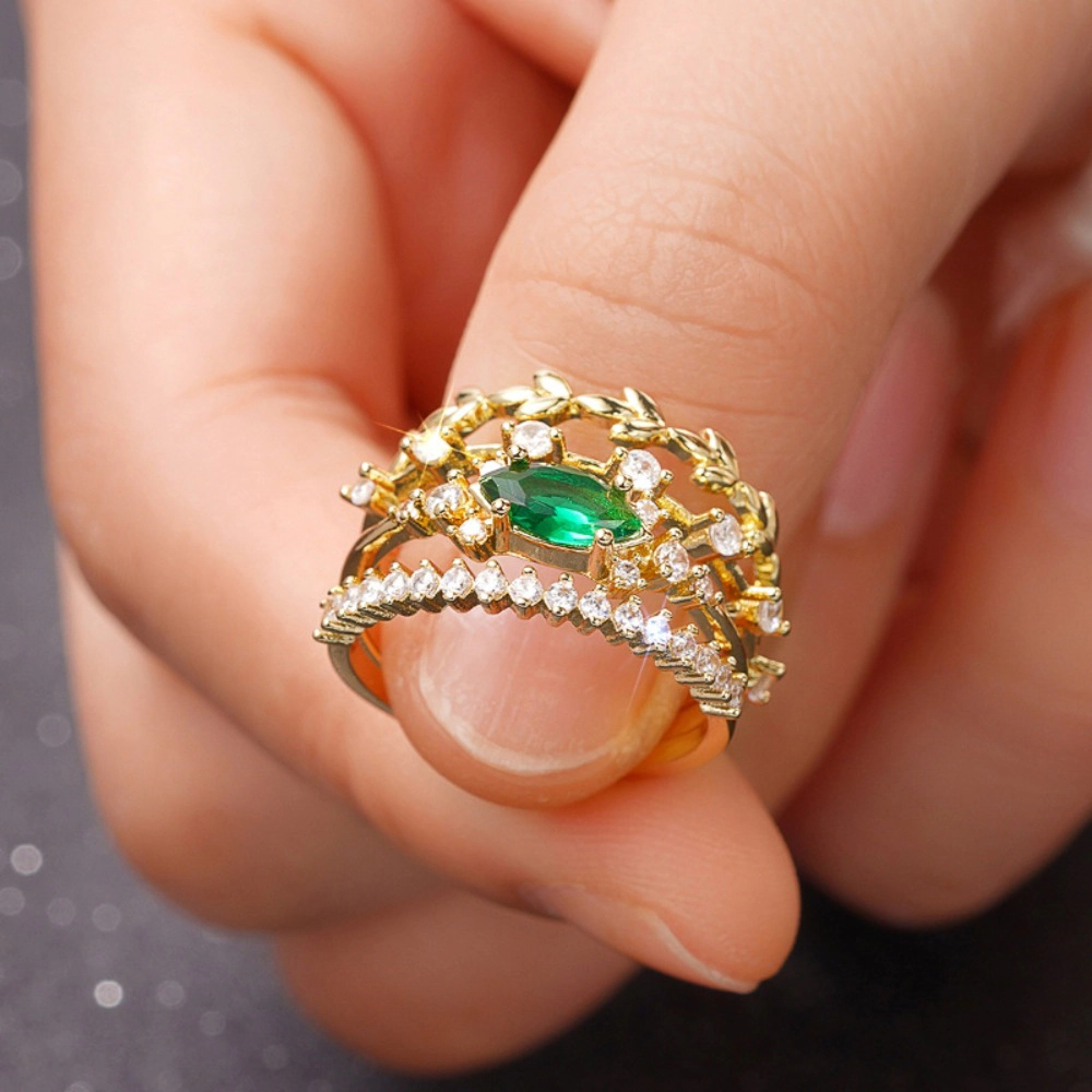4-Piece Set Dainty Rings with Claw-Set Marquise Cubic Zirconia for Women