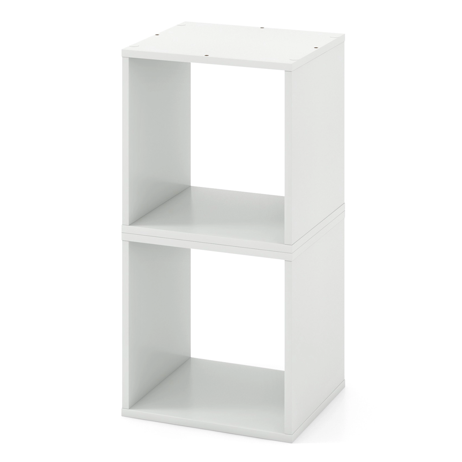 SUGIFT Cube Storage Organizer Set of 2 White Stackable Wooden Display Cubes
