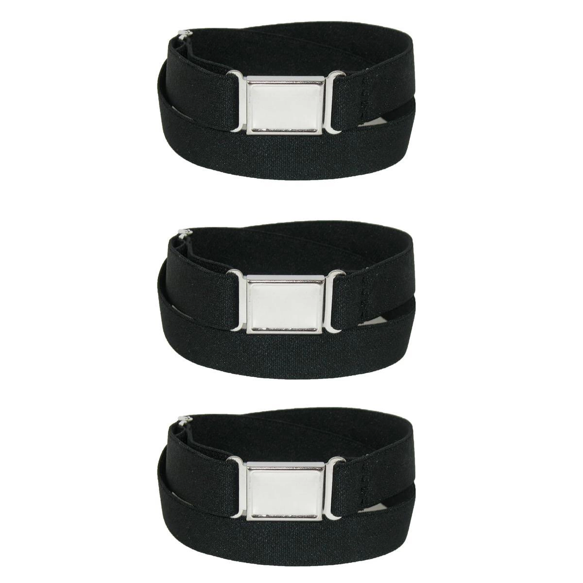 CTM Kids' Elastic Stretch Belt with Magnetic Buckle (Pack of 3)