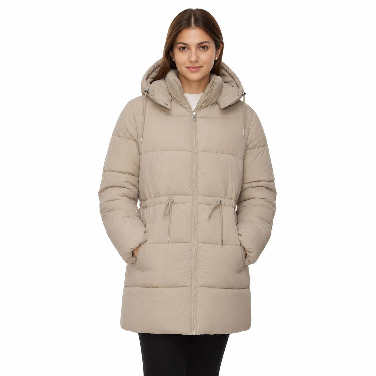 Rokka&Rolla Womens  Mid-Length Cinched Waist Puffer Jacket
