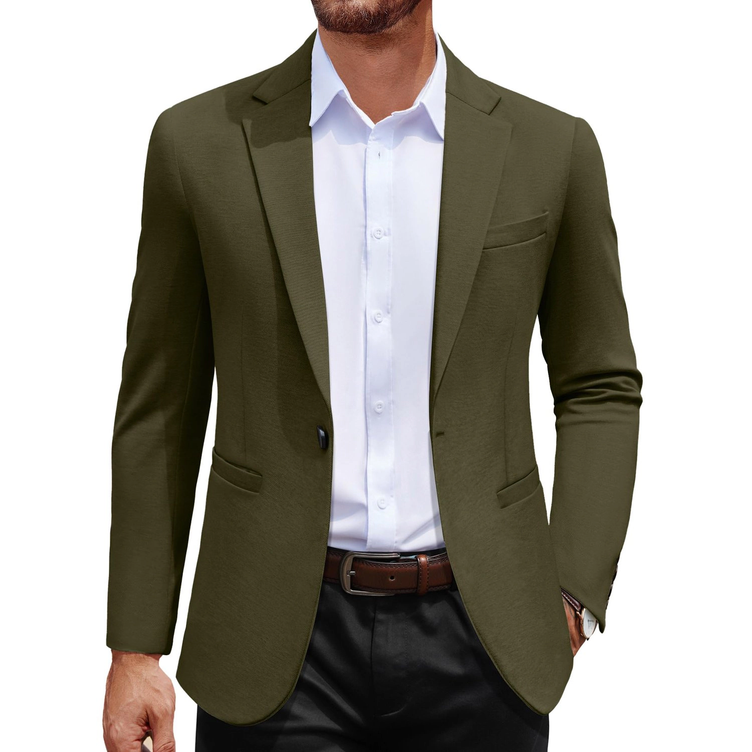 COOFANDY Mens Notched Lapel Blazer One Button Long Sleeve Slim Fit Suit Jacket