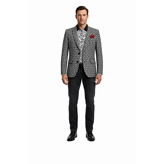 Elie Balleh Men's Slim Fit Postage Stap Sports Coat Jacket