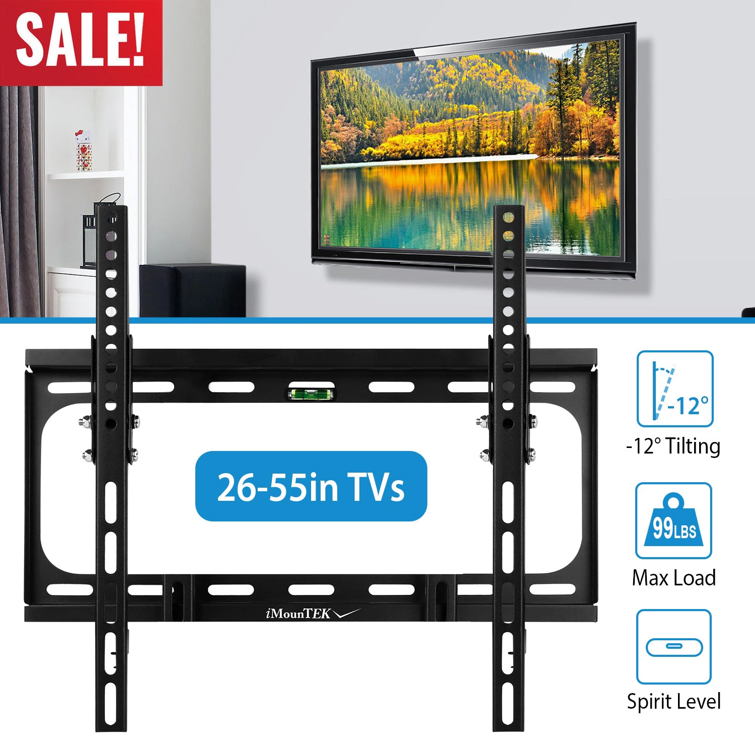 GBruno Tilt Dual Arm 55 Inch TV Wall Mount Bracket