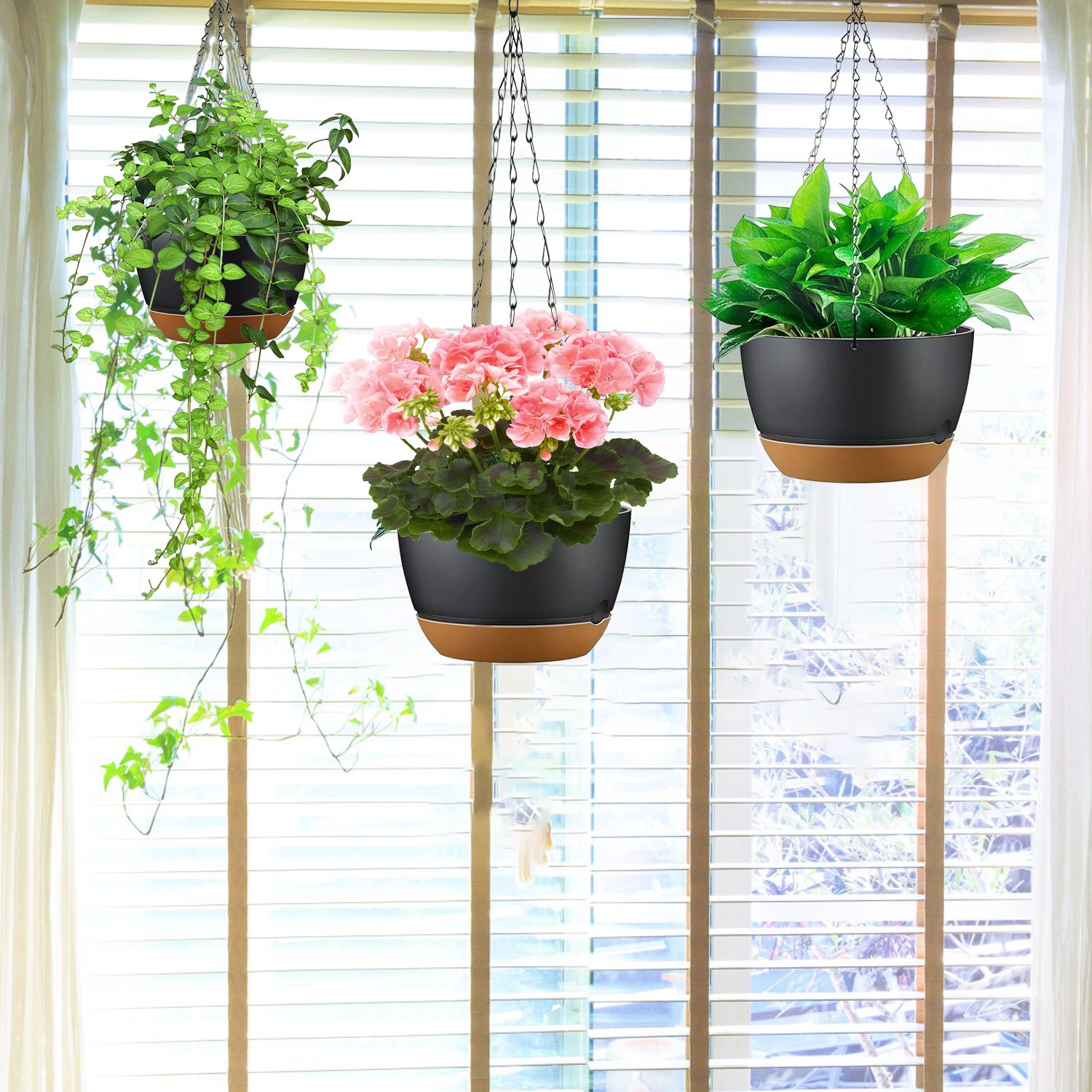 GBruno 4-Piece Self-Watering Hanging Planter Set