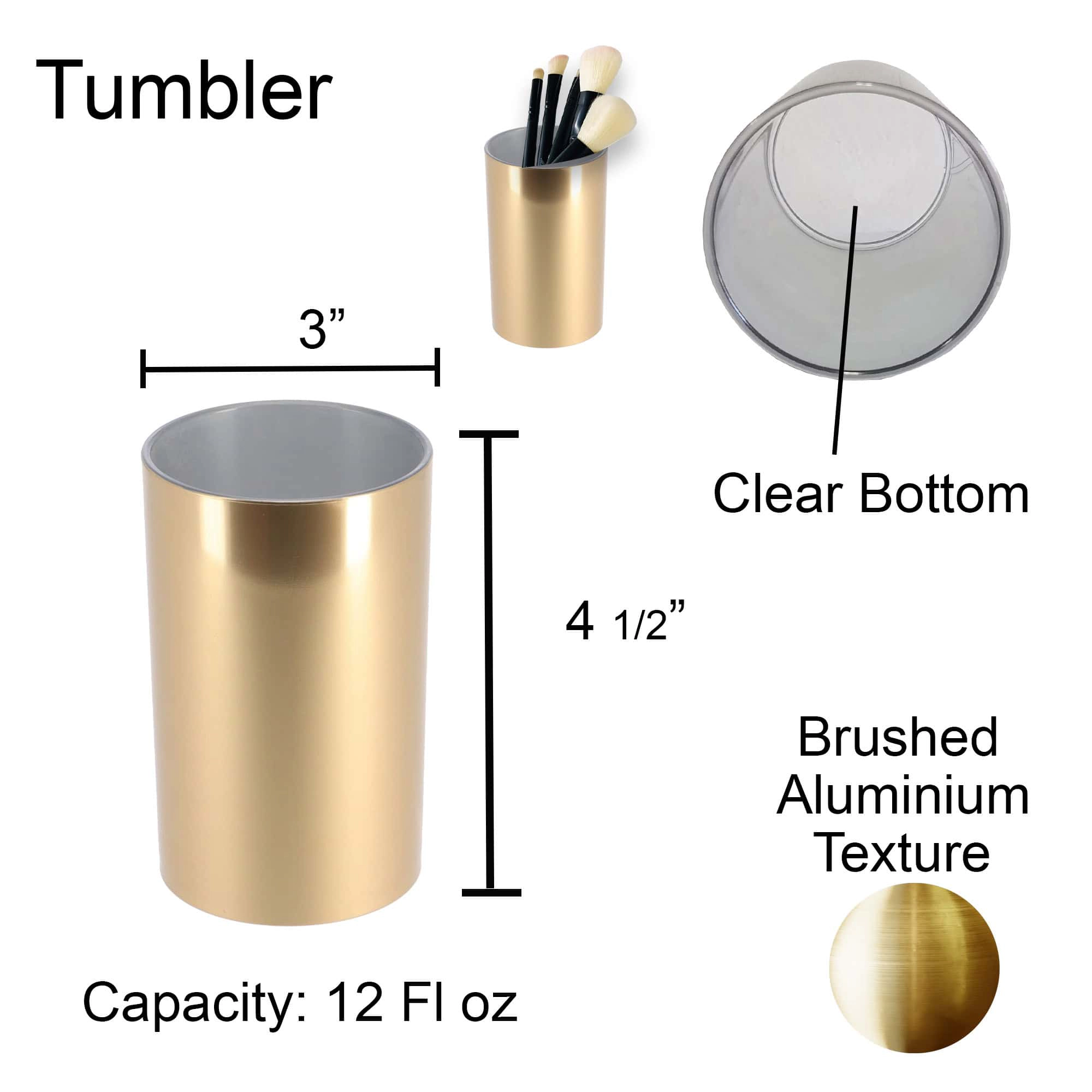 Evideco French Home Goods 12 fl oz Brushed Metal-Look ABS Bathroom Cup