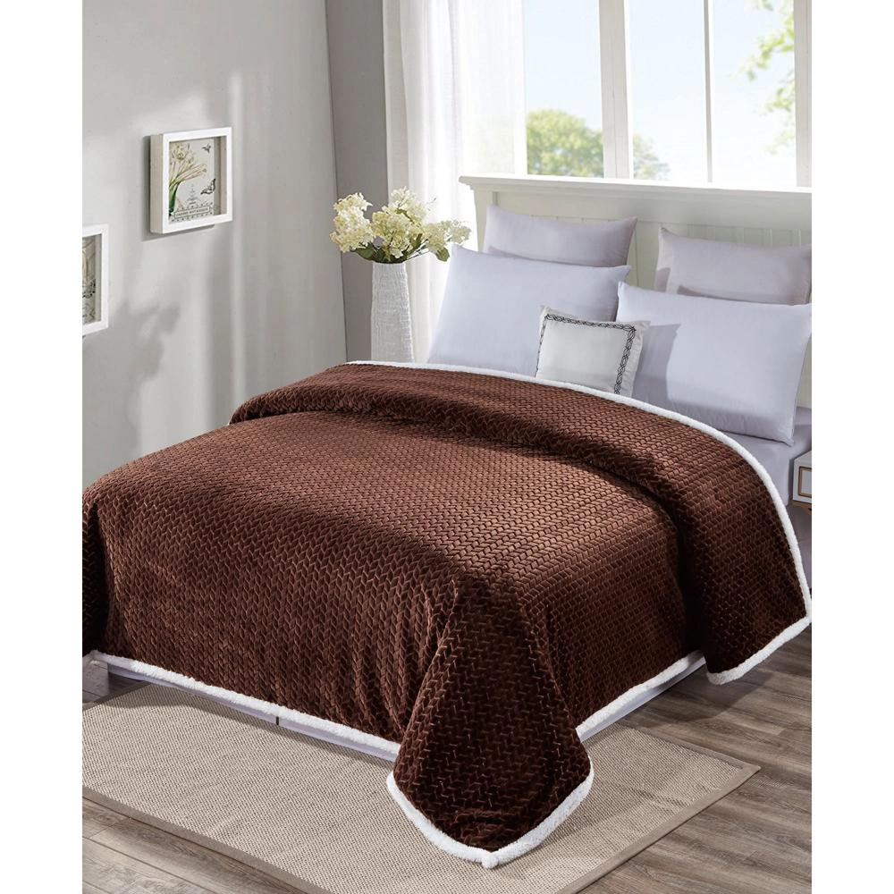 Plazatex Reversible And Comfortable Braided Oversized Sherpa Blanket - King 108x90