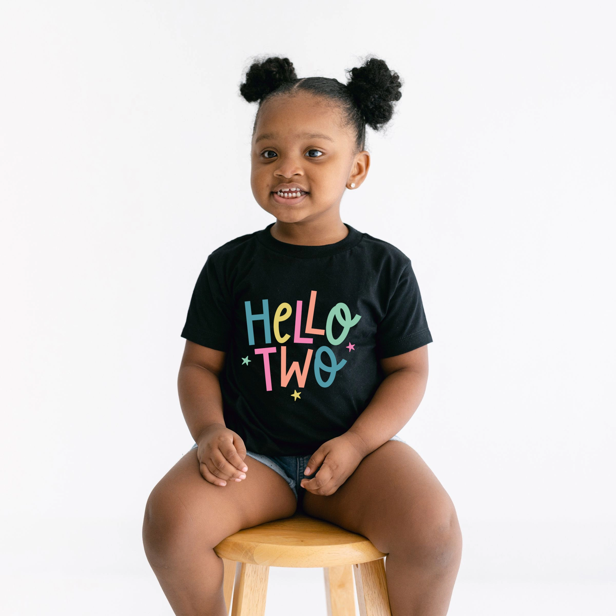 The Juniper Shop - Hello Two Stars Toddler Short Sleeve Graphic T-Shirt