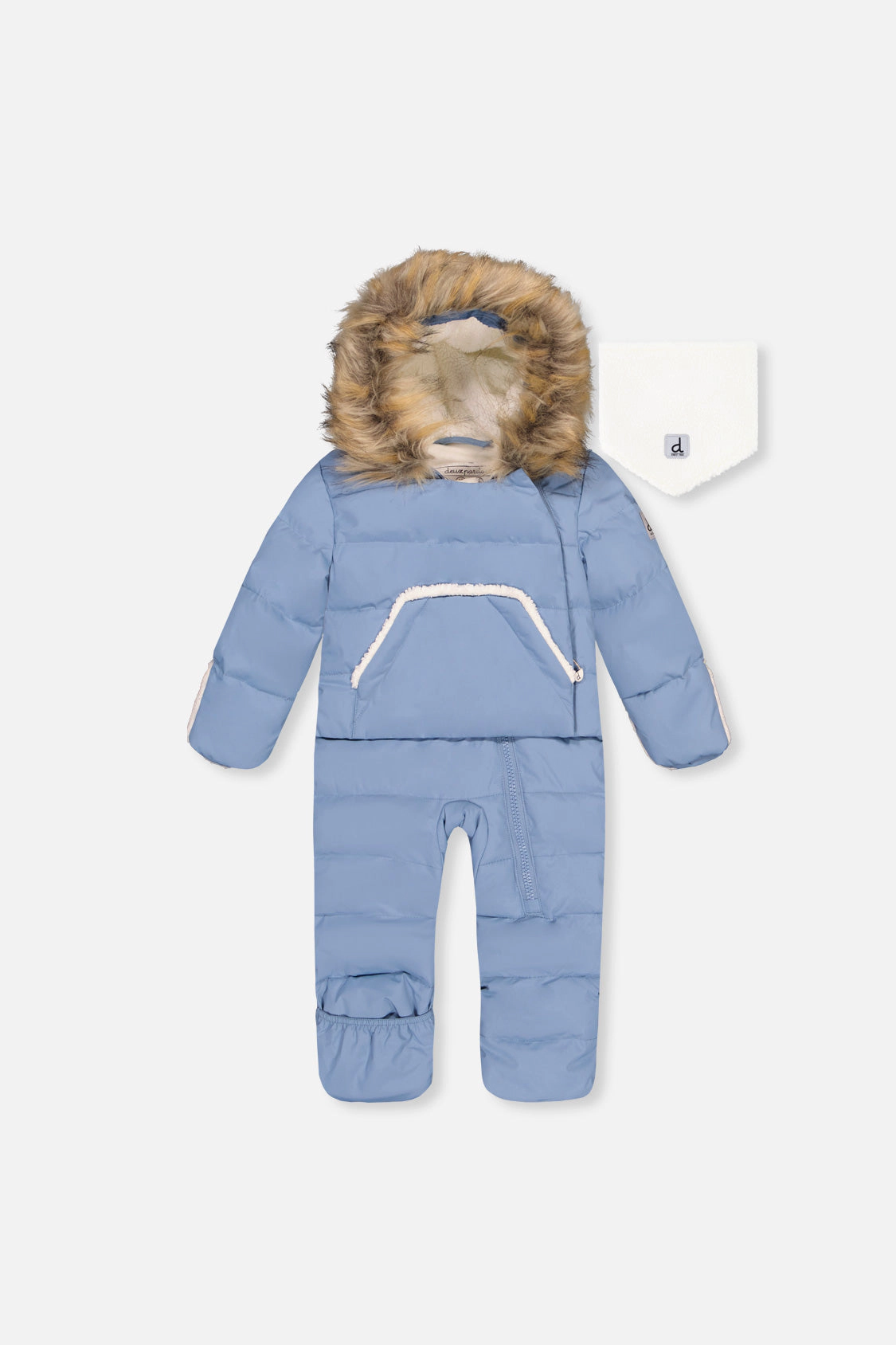 Deux par Boys Snug One Piece Snowsuit Adapted for Car Seats with Faux Fur-Trimmed Hood