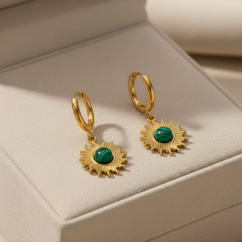 DressAtR Women's Sun 18K Gold Plated Drop Earrings