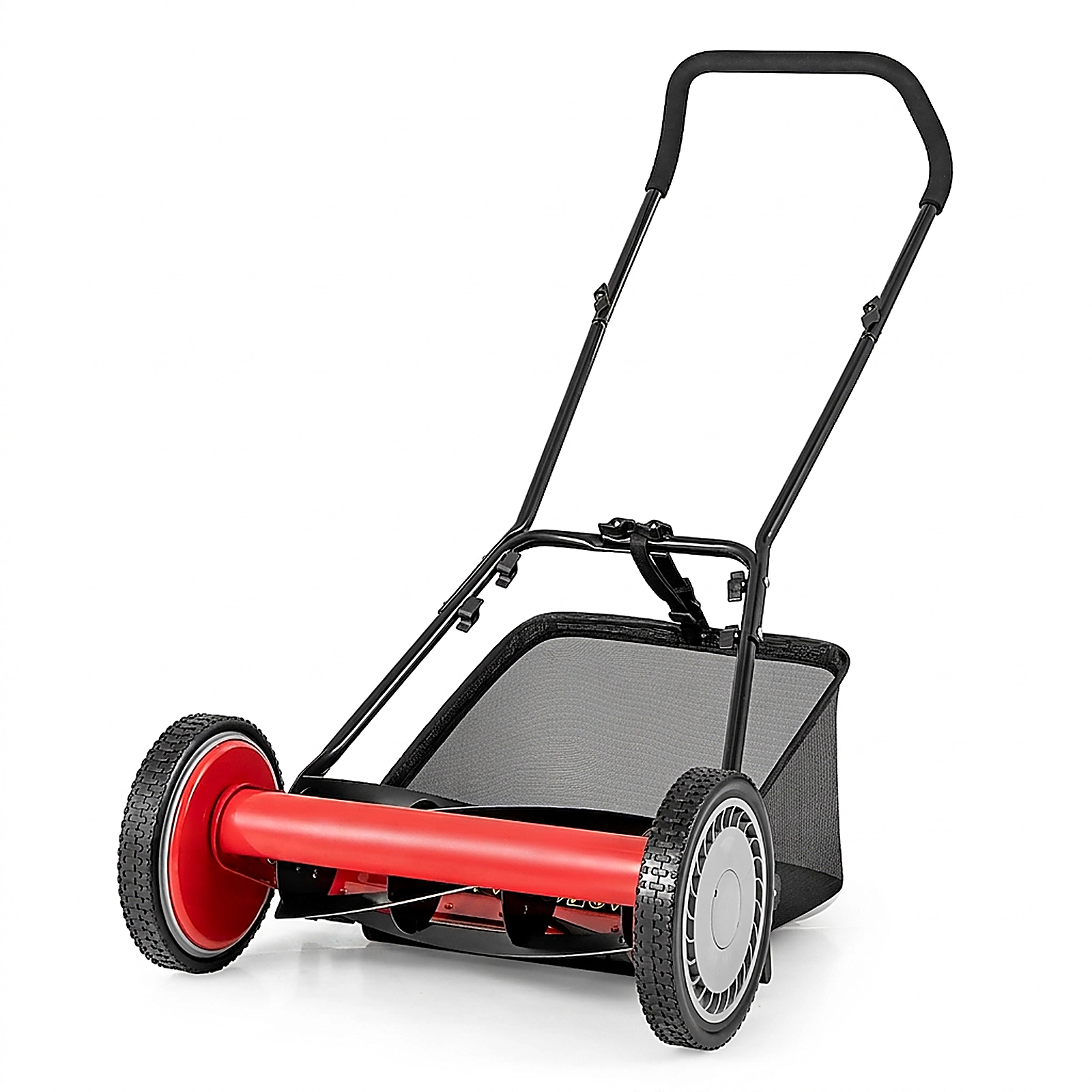 SUGIFT Red 16-in Manual Push Reel Lawn Mower with 5-Blade Cylinder 7-gal Bag and 10-in Non-Slip Wheels