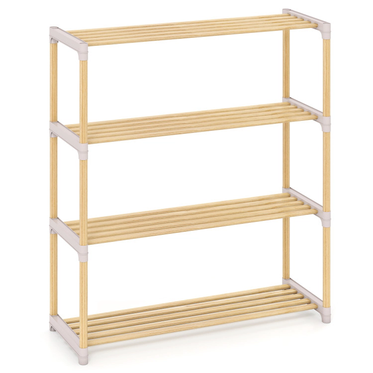 Hivvago Solid Wood Shoe Rack with Slatted Open Shelves
