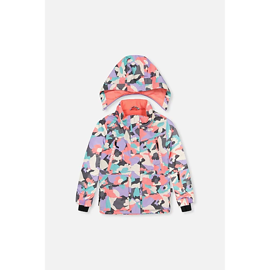 Deux par Deux Girls Two Piece Teknik Camouflage Print Snowsuit with Hooded Jacket and Snow Pants