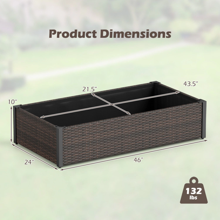 Hivvago PE Rattan Elevated Raised Garden Bed with Open-Ended Base