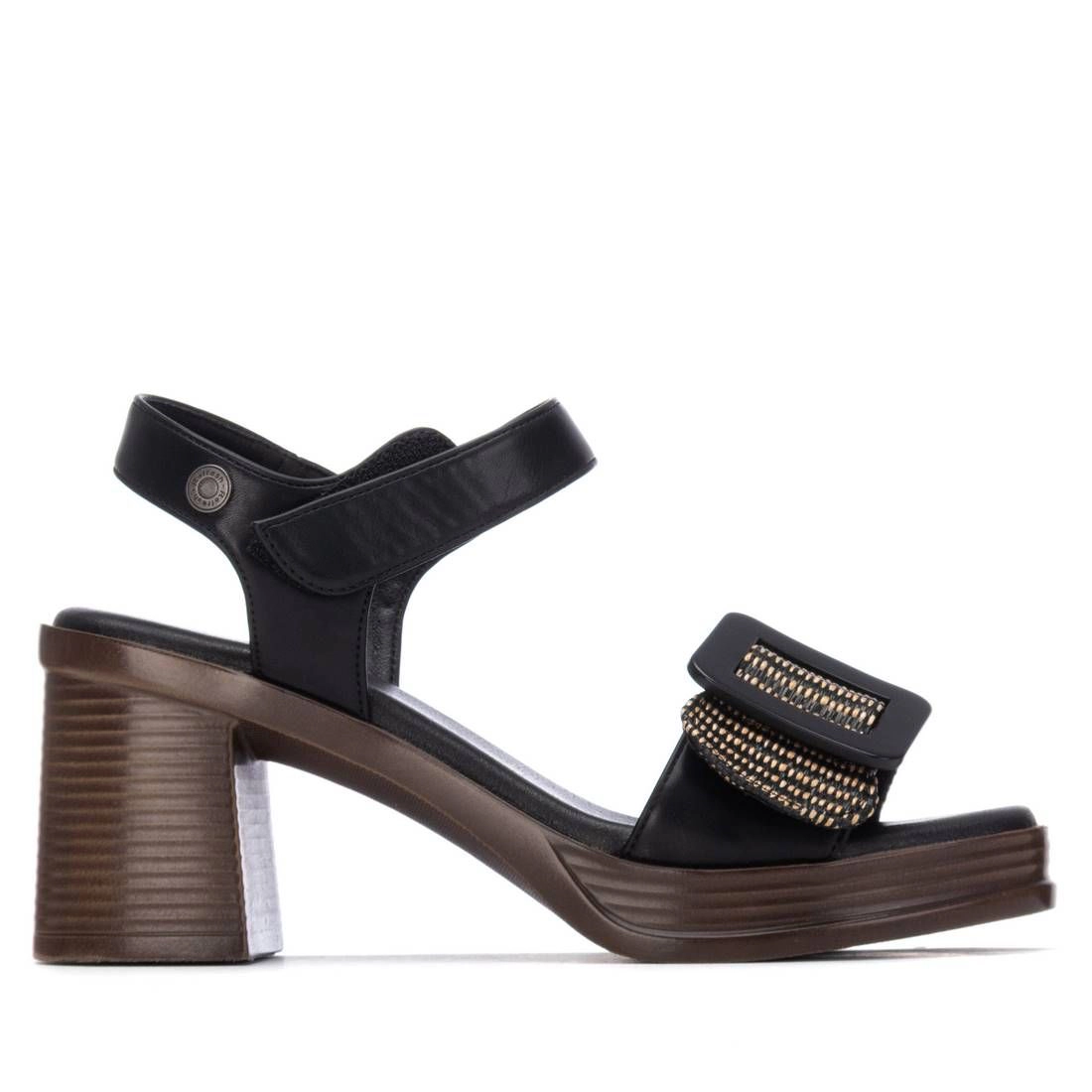 XTI PU Ankle-Strap Open-Toe Sandals Block Heel