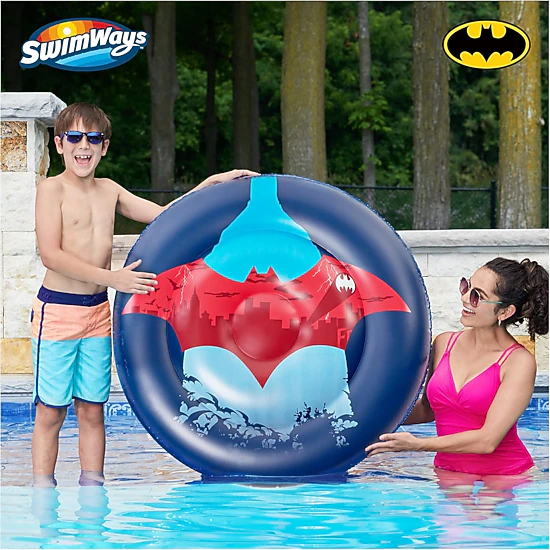 Spin Master DC Batman Reversible Boat Float - 40 x 40 x 8 in PVC Inflatable for Kids