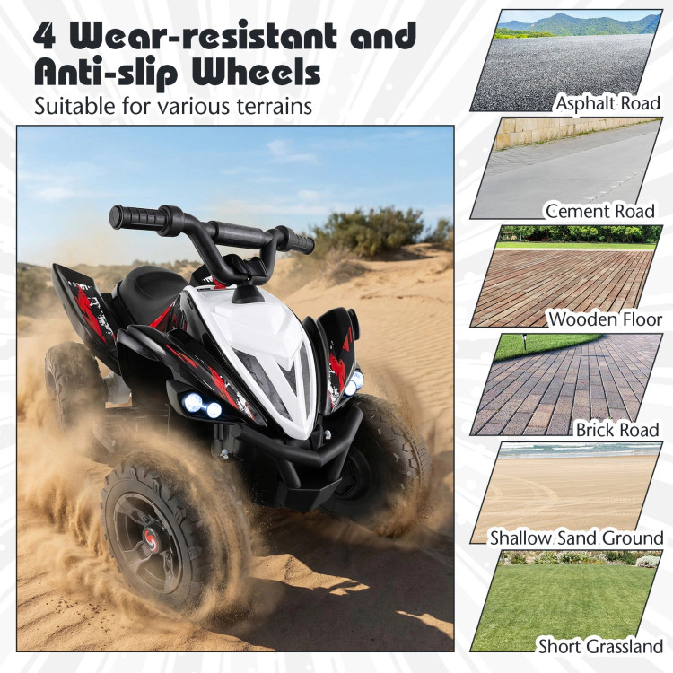 Hivvago 12V Kids Ride On ATV 4-Wheeler Quad with LED Lights and 7 mph Max Speed