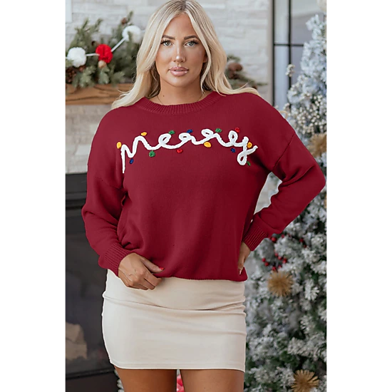 Threaded Pear Women's Jade Christmas Drop Shoulder Sweater