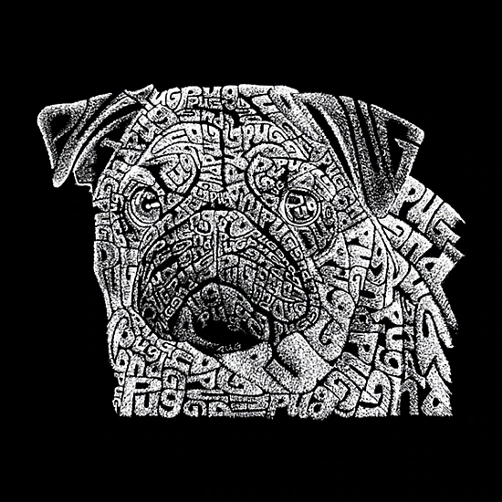 LA Pop Art Pug Face - Men's Word Art Hooded Sweatshirt