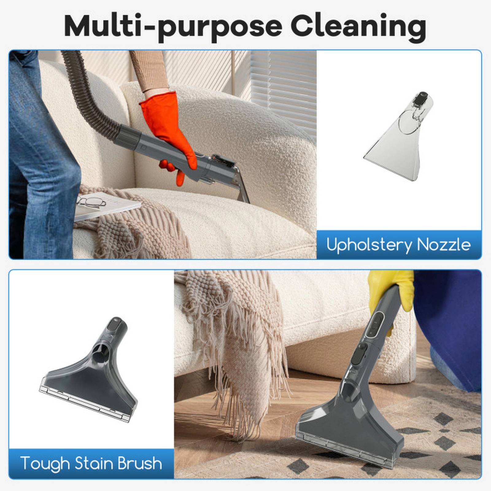 SUGIFT Gray Portable Upholstery and Carpet Cleaner with 44-oz Water Tank 600W 15-kPa Suction 12-in W 12.5-in H