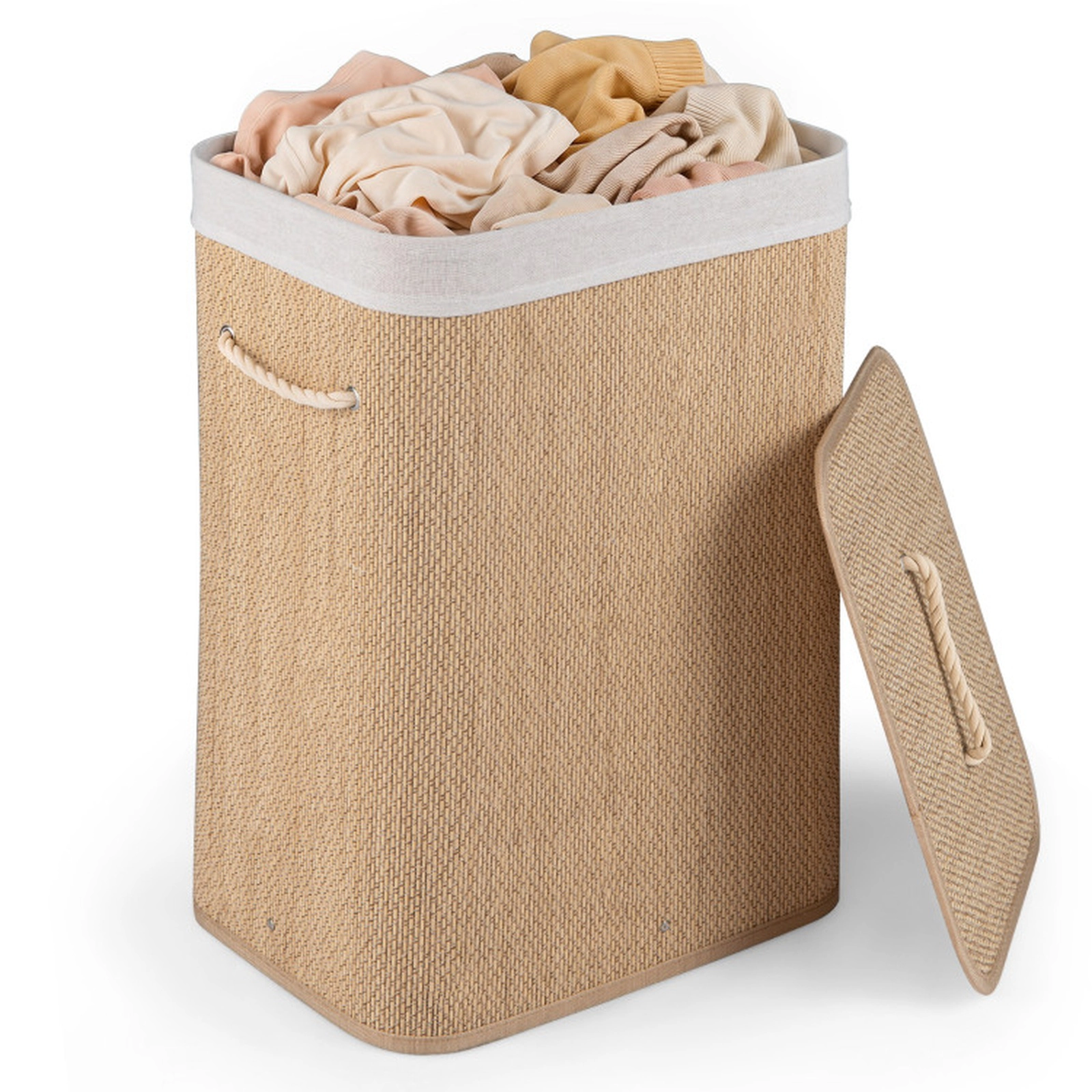 SUGIFT 19 Gal Capacity Clothes Hamper with Removable Liner 22-lb Capacity Natural