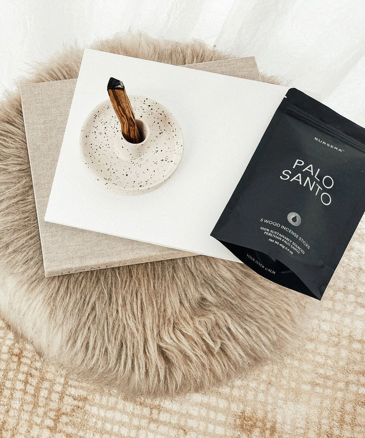 Bursera White Ceramic Palo Santo Holder