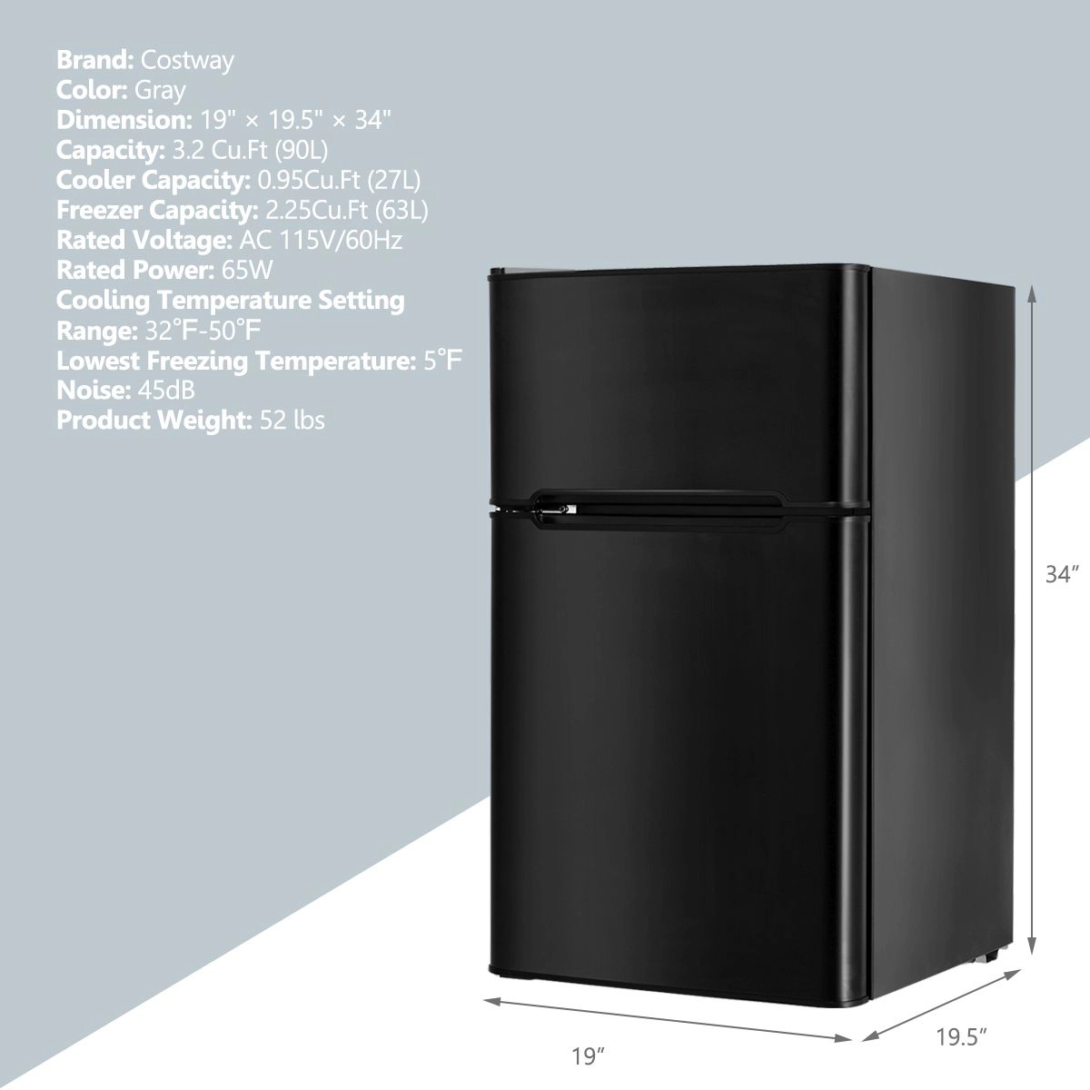 SlickBlue Compact Mini Refrigerator with Freezer, Glass Shelves and Crisper