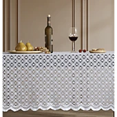 HLC.ME Alona Lace Fabric Wrinke Resistant Scalloped Tablecloth
