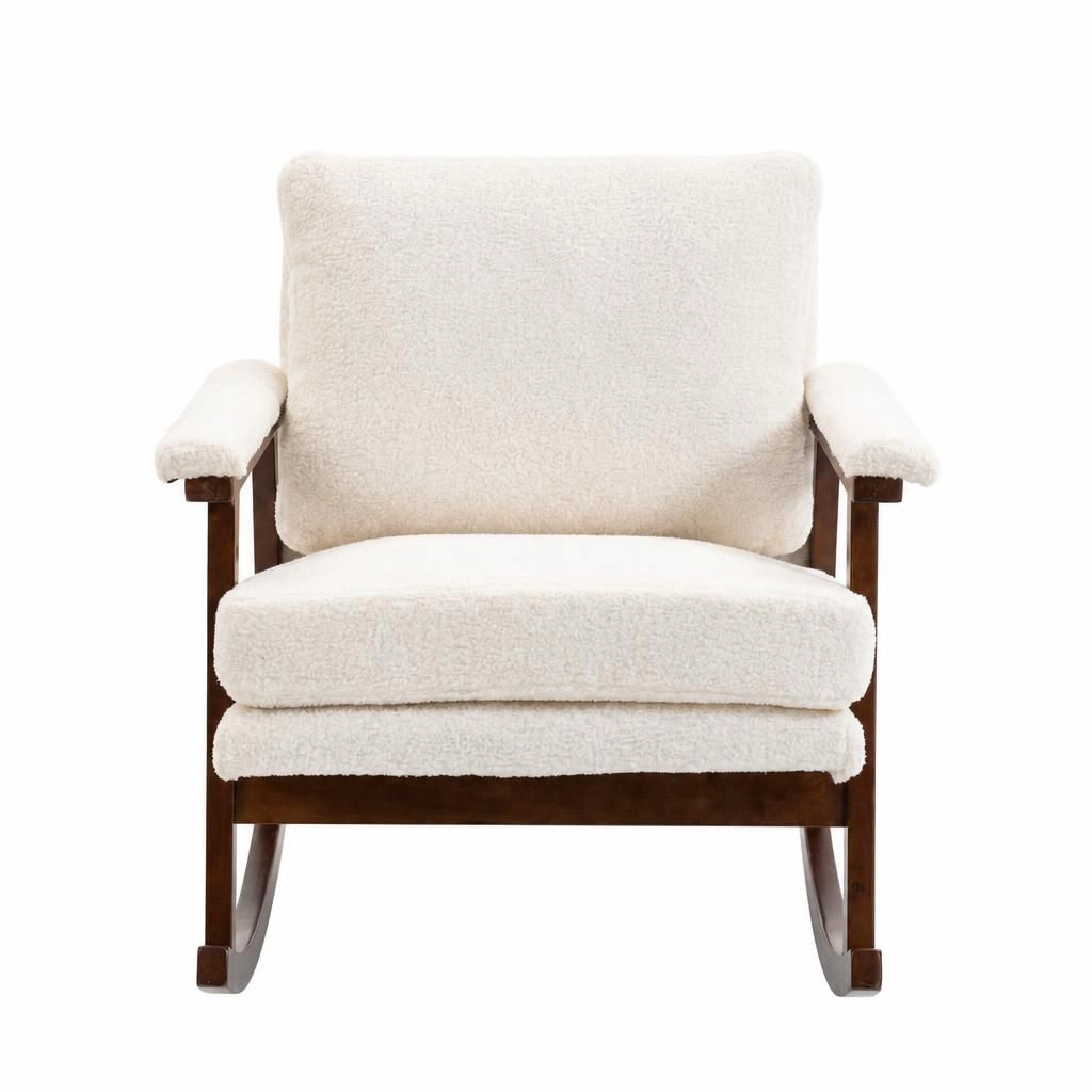 GOODSILO Soft Upholstered Teddy Fabric Rocking Chair