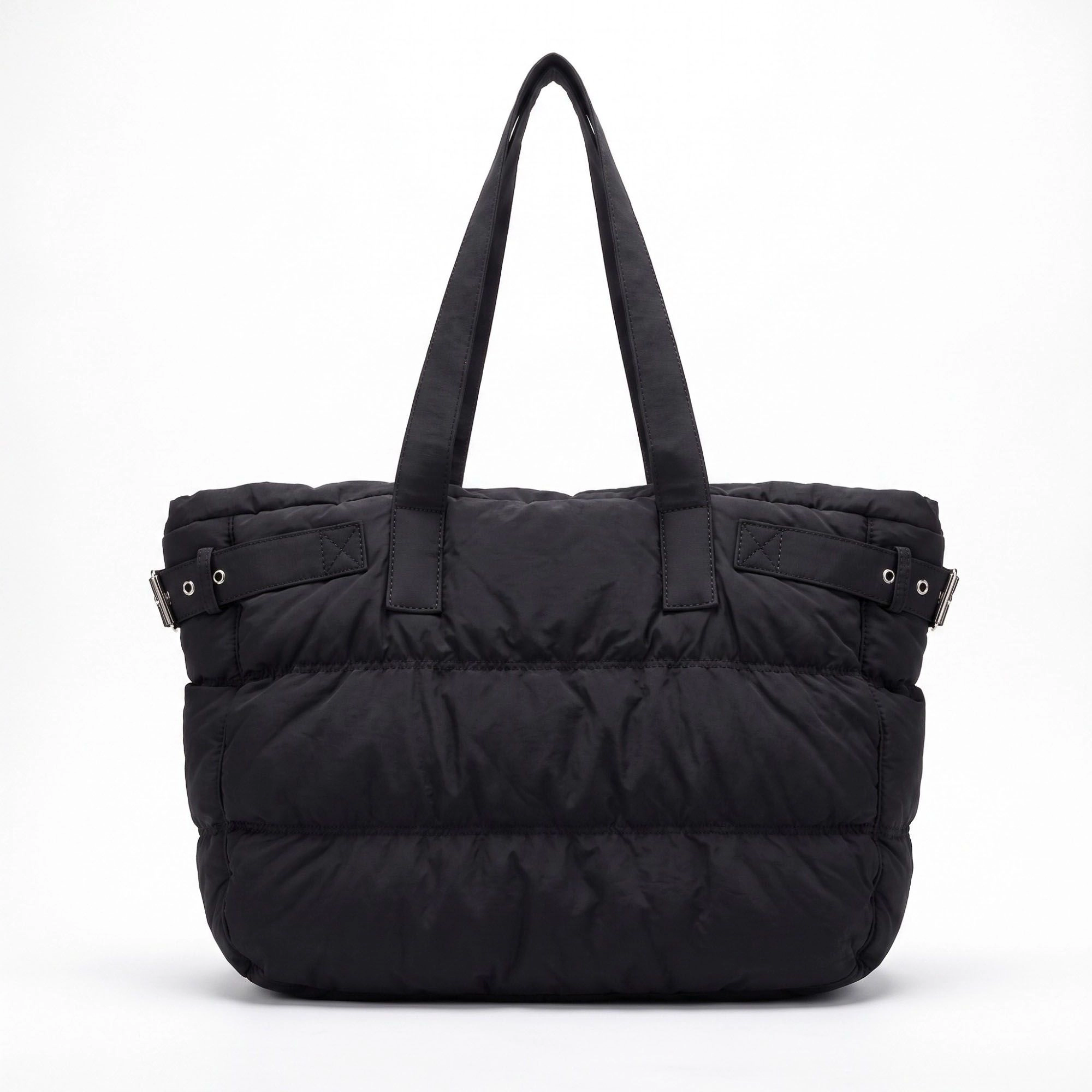 Alilang Women's Oversized Puffer Tote Bag with Long Shoulder Straps and Side Buckle Details 13.5x14x4.5in