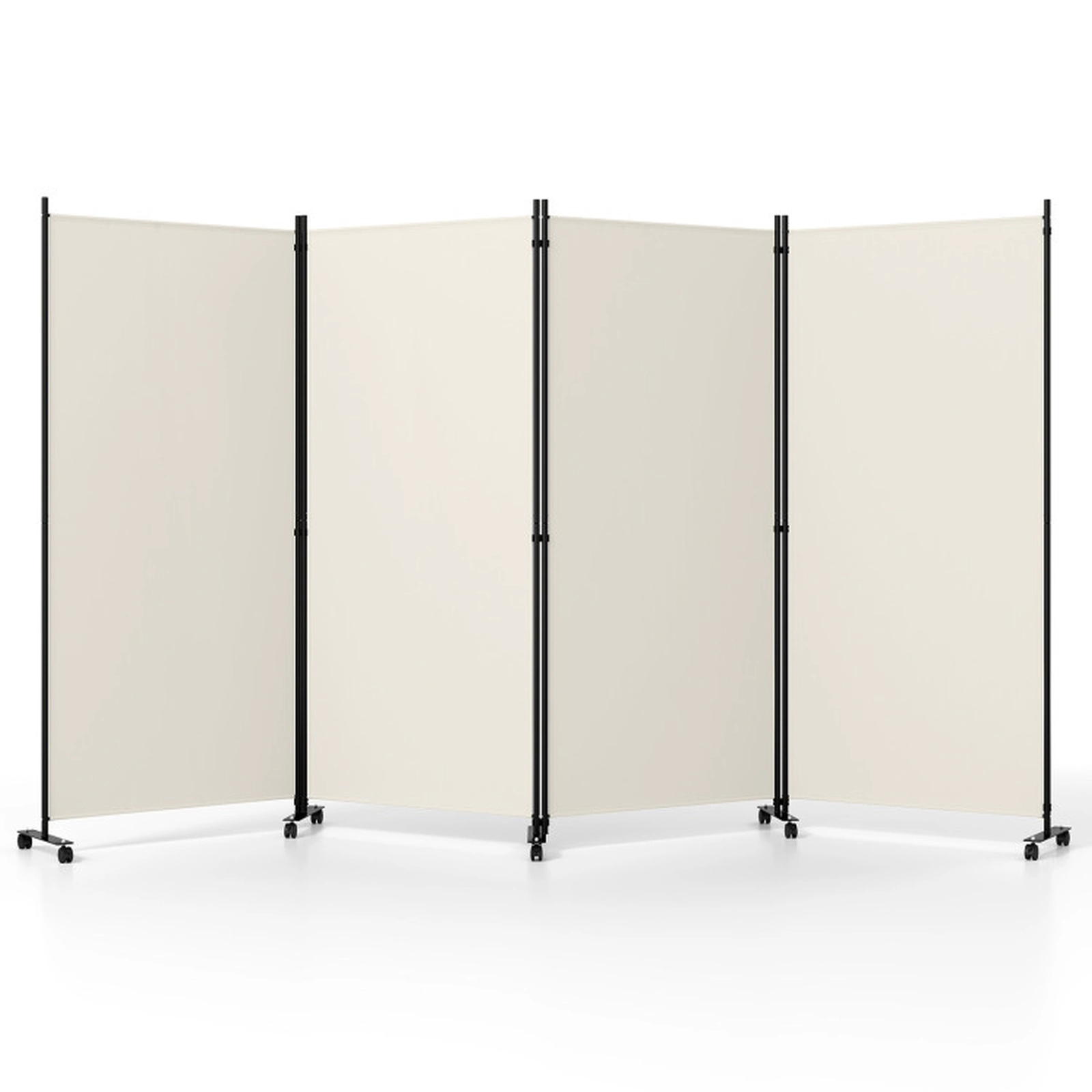 SUGIFT 4-Panel Connection Buckle Metal Frame Stable Base Folding Room Divider 137-in x 12-in x 71.5-in 22-lb White
